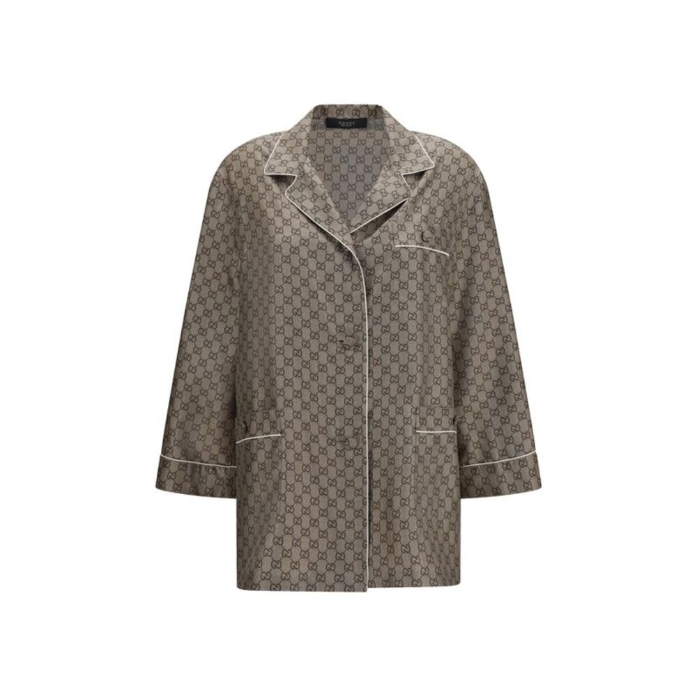 Gucci Women Printed Silk Twill Shirt